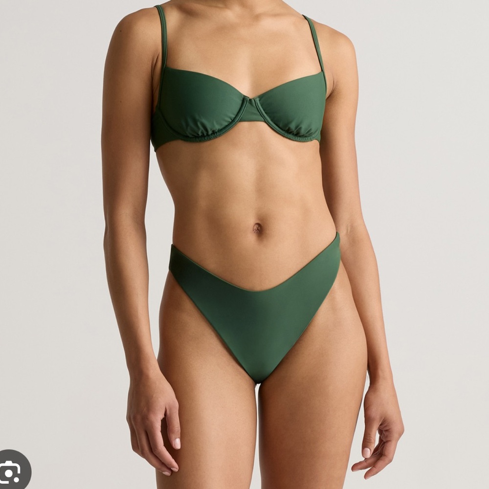 Quince Italian High Rise Cut Bikini  Bottom Palm New